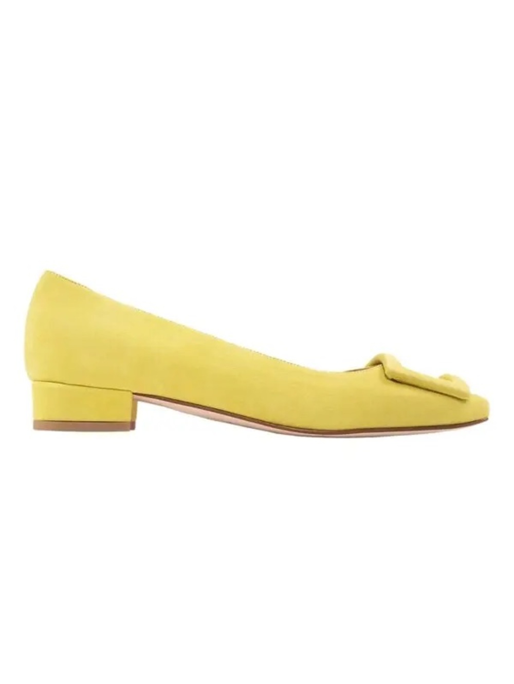 Ann Mashburn Buckle Shoe in Citron Suede